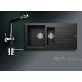 Real Stone Black Pearl Collection Troya 100 P005 & Abant Premium Mutfak Koleksiyonu - Siyah - Tek Gözlü - 100 cm