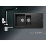 Real Stone Black Pearl Collection Troya 100 P005 & Göksu Premium Mutfak Koleksiyonu - Siyah - Tek Gözlü - 100 cm