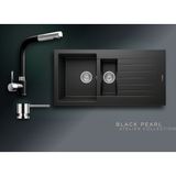 Real Stone Black Pearl Collection Troya 100 P005 & Sümela Premium Mutfak Koleksiyonu - Siyah - Tek Gözlü - 100 cm