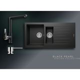 Real Stone Black Pearl Collection Troya 100 P005 & Vesta Premium Mutfak Koleksiyonu - Siyah - Tek Gözlü - 100 cm