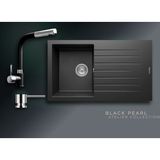 Real Stone Black Pearl Collection Troya 86 P004 & Sümela Premium Mutfak Koleksiyonu - Siyah - Tek Gözlü - 86 cm
