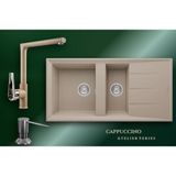 Real Stone Cappuccino Atelier Series Salda 100 P013 & Vesta Premium Mutfak Koleksiyonu - Kahverengi - Çift Gözlü - 100 cm