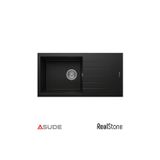 Real Stone P010 Assos Damlalıklı Granit Evye 760X435 Mm Siyah