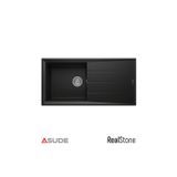 Real Stone P011 Assos Damlalıklı Granit Evye 860X435 Mm Siyah