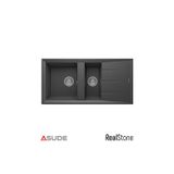 Real Stone P013 Salda 1.5 Göz Damlalıklı Granit Evye 1000X500 Mm Antrasit
