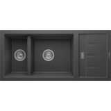 Real Stone Realstone Artemis P024 Damlalıklı Granit Evye Çift Göz Mutfak Evyesi - Realstone P024 Artemis Antrasit - Çift Gözlü