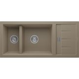 Real Stone Realstone Artemis P024 Damlalıklı Granit Evye Çift Göz Mutfak Evyesi - Realstone P024 Artemis Cappuccino - Kahverengi - Çift Gözlü