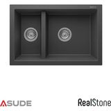 Real Stone Realstone Bergama 1.5 Göz Granit Evye 700x460 mm Gri