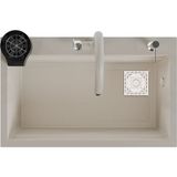 Real Stone Realstone Hermes Akıllı Eviye - Şelale Akışlı ve Bardak Yıkamalı - Realstone Hermes Akıllı Eviye Krem - Tek Gözlü