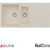 Real Stone Realstone P005 Troya 1.5 Göz Damlalıklı Granit Evye 1000x500 mm Antrasit