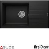 Real Stone Realstone P005 Troya 1.5 Göz Damlalıklı Granit Evye 1000x500 mm Cappuccino - Siyah