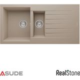 Real Stone Realstone P005 Troya 1.5 Göz Damlalıklı Granit Evye 1000x500 mm Gri