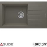 Real Stone Realstone P005 Troya 1.5 Göz Damlalıklı Granit Evye 1000x500 mm Krem - Gri