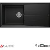 Real Stone Realstone P011 Assos Damlalıklı Granit Evye 860x435 mm Antrasit