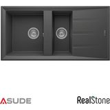 Real Stone Realstone P013 Salda 1.5 Göz Damlalıklı Granit Evye 1000x500 mm Antrasit