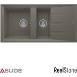 Real Stone Realstone P013 Salda 1.5 Göz Damlalıklı Granit Evye 1000x500 mm Gri
