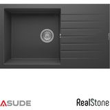 Real Stone Realstone P014 Laodikya Damlalıklı Granit Evye 860x500 mm Antrasit