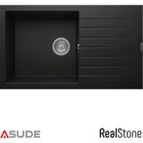 Real Stone Realstone P014 Laodikya Damlalıklı Granit Evye 860x500 mm Siyah