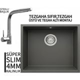 Real Stone Realstone Steep 50 Antrasit Granit Evye & Abant Antrasit Uyumlu Batarya Seti - Tek Gözlü - 40 cm
