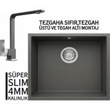 Real Stone Realstone Steep 50 Antrasit Granit Evye & Göksu Antrasit Uyumlu Batarya Seti - Tek Gözlü - 40 cm