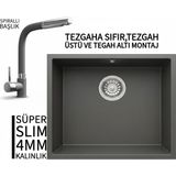 Real Stone Realstone Steep 50 Antrasit Granit Evye & Sümela Antrasit Uyumlu Batarya Seti - Tek Gözlü - 40 cm