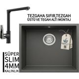 Real Stone Realstone Steep 50 Antrasit Granit Evye & Vesta Antrasit Uyumlu Batarya Seti - Tek Gözlü - 40 cm