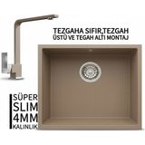 Real Stone Realstone Steep 50 Cappuccino Granit Evye & Göksu Cappuccino Uyumlu Batarya Seti - Kahverengi - Tek Gözlü - 40 cm