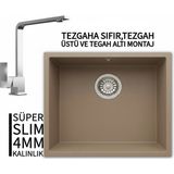 Real Stone Realstone Steep 50 Cappuccino Granit Evye & Göksu Krom Batarya Seti - Kahverengi - Tek Gözlü - 40 cm