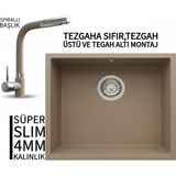 Real Stone Realstone Steep 50 Cappuccino Granit Evye & Sümela Cappuccino Uyumlu Batarya Seti - Kahverengi - Tek Gözlü - 40 cm