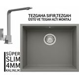 Real Stone Realstone Steep 50 Gri Granit Evye & Göksu Gri Uyumlu Batarya Seti - Tek Gözlü - 40 cm