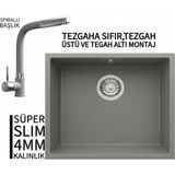 Real Stone Realstone Steep 50 Gri Granit Evye & Sümela Gri Uyumlu Batarya Seti - Tek Gözlü - 40 cm