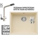 Real Stone Realstone Steep 50 Krem Granit Evye & Abant Krem Uyumlu Batarya Seti - Tek Gözlü - 40 cm