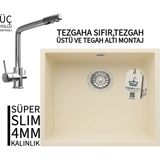 Real Stone Realstone Steep 50 Krem Granit Evye & Abant Krom Batarya Seti - Tek Gözlü - 40 cm