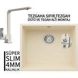 Real Stone Realstone Steep 50 Krem Granit Evye & Göksu Krem Uyumlu Batarya Seti - Tek Gözlü - 40 cm