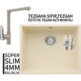 Real Stone Realstone Steep 50 Krem Granit Evye & Vesta Krem Uyumlu Batarya Seti - Tek Gözlü - 40 cm