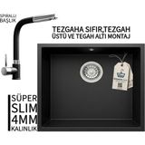 Real Stone Realstone Steep 50 Siyah Granit Evye & Sümela Siyah Uyumlu Batarya Seti - Tek Gözlü - 40 cm