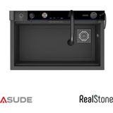 Real Stone Realstone Viktoria Akıllı Granit Evye + Aksesuar Set Antrasit