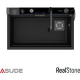 Real Stone Realstone Viktoria Akıllı Granit Evye + Aksesuar Set Siyah