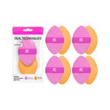 Real Techniques 4 Paket Mucize 2'si 1 Arada Puflar, Çift Taraflı Makyaj Karıştırma Pufu, Tersinir Elastik Bant, Hassas Makyaj Süngeri ve Pudra Pufu, Sıvı, Krem ve Toz Ürünleri İçin
