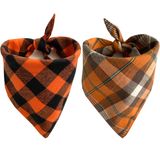Realeaf Sonbahar Köpek Bandanaları 2'li Paket, Cadılar Bayramı Şükran Günü Köpek Bandana, Erkek ve Kız için Turuncu Ekose Evcil Hayvan Eşarp, Birinci Sınıf Dayanıklı Kumaş, Orta ve Büyük Köpekler için