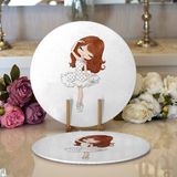 RealHomes 2 34x34 cm Renkli 1 Fashion Girl Desenli Modern Yuvarlak Servis Altlığı Supla