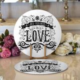 RealHomes 2 34x34 cm Renkli 1 Love Dijital Baskılı Dijital Modern Yuvarlak Servis Altlığı Supla