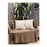 Realhomes 2'li Handmade Natural %100 Organik Pamuklu 4 Kenar Püsküllü Kare Kırlent Kılıfı Seti