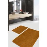 RealHomes 2'li Set Düz Renk Kahverengi 2'li Banyo & Mutfak Paspas Takımı, PaspasTakimi-2li-Set1768