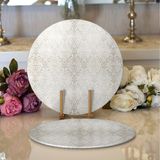 RealHomes 34x34 cm 2'li Krem Renkli Damask Motifleri Tasarımlı Modern Yuvarlak Servis Altlığı Supla
