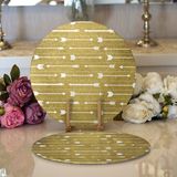 RealHomes 34x34 cm Renkli 2'li Gold Zeminde Ok Çizimli Dijital Baskılı Modern Yuvarlak Servis Altlığı Supla