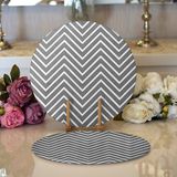 RealHomes 34x34 cm Renkli 2'li Gri Zigzag Temalı Dijital Baskılı Modern Yuvarlak Servis Altlığı Supla