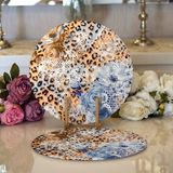 RealHomes 34x34 cm Renkli 2'li Leopar Motifli Dijital Baskılı Modern Yuvarlak Servis Altlığı Supla