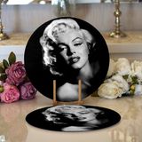 RealHomes 34x34 cm Renkli 2'li Marilyn Monroe Resimli Dijital Baskılı Modern Yuvarlak Servis Altlığı Supla