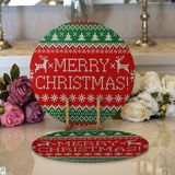 RealHomes 34x34 cm Renkli 2'li Merry Christmas Motifli Dijital Baskılı Modern Yuvarlak Servis Altlığı Supla
